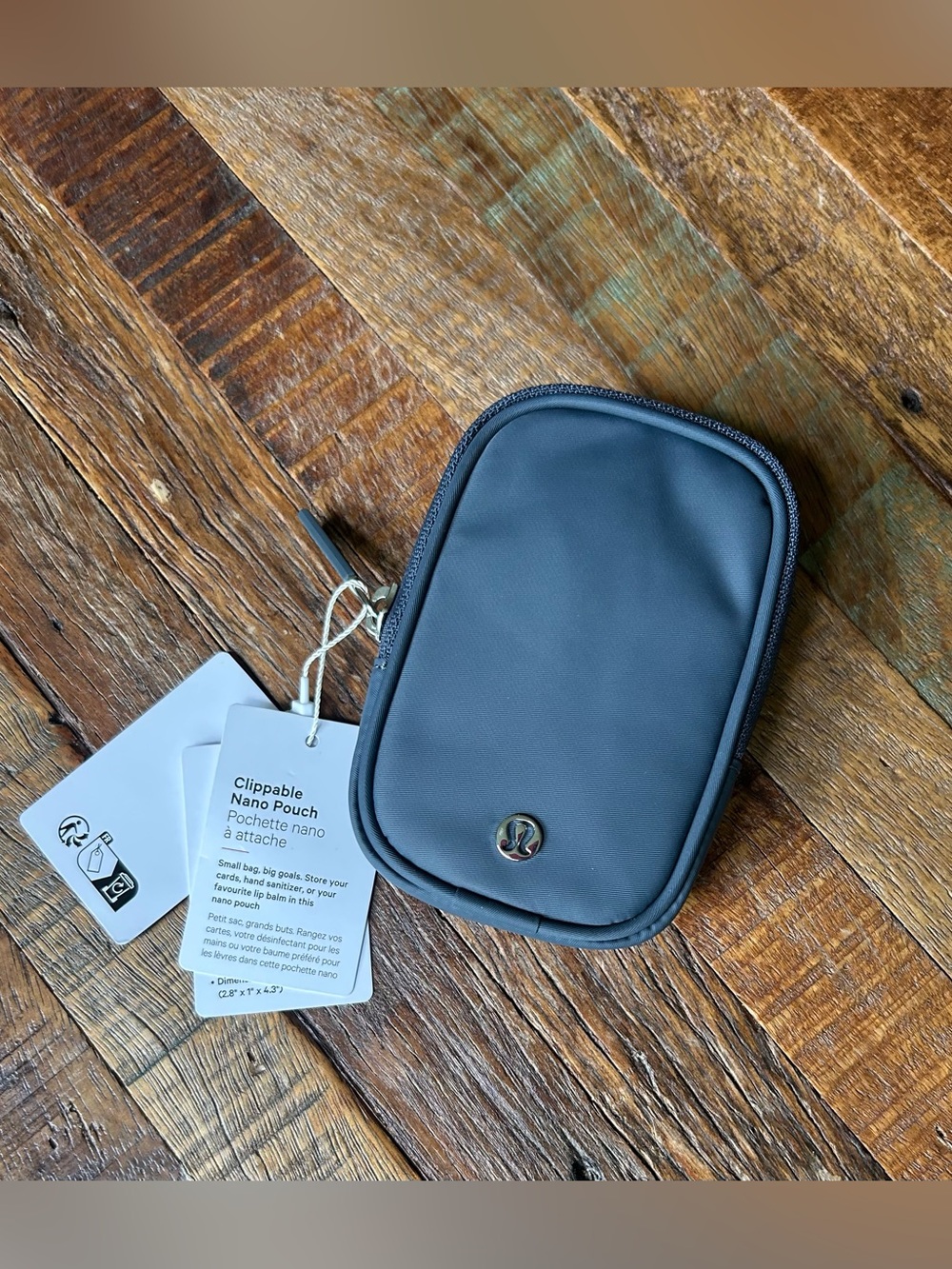 Lululemon Clippable Nano Pouch in Slate Gray/Blue. NWT.